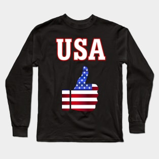 USA Thumbs Up American Flag Long Sleeve T-Shirt